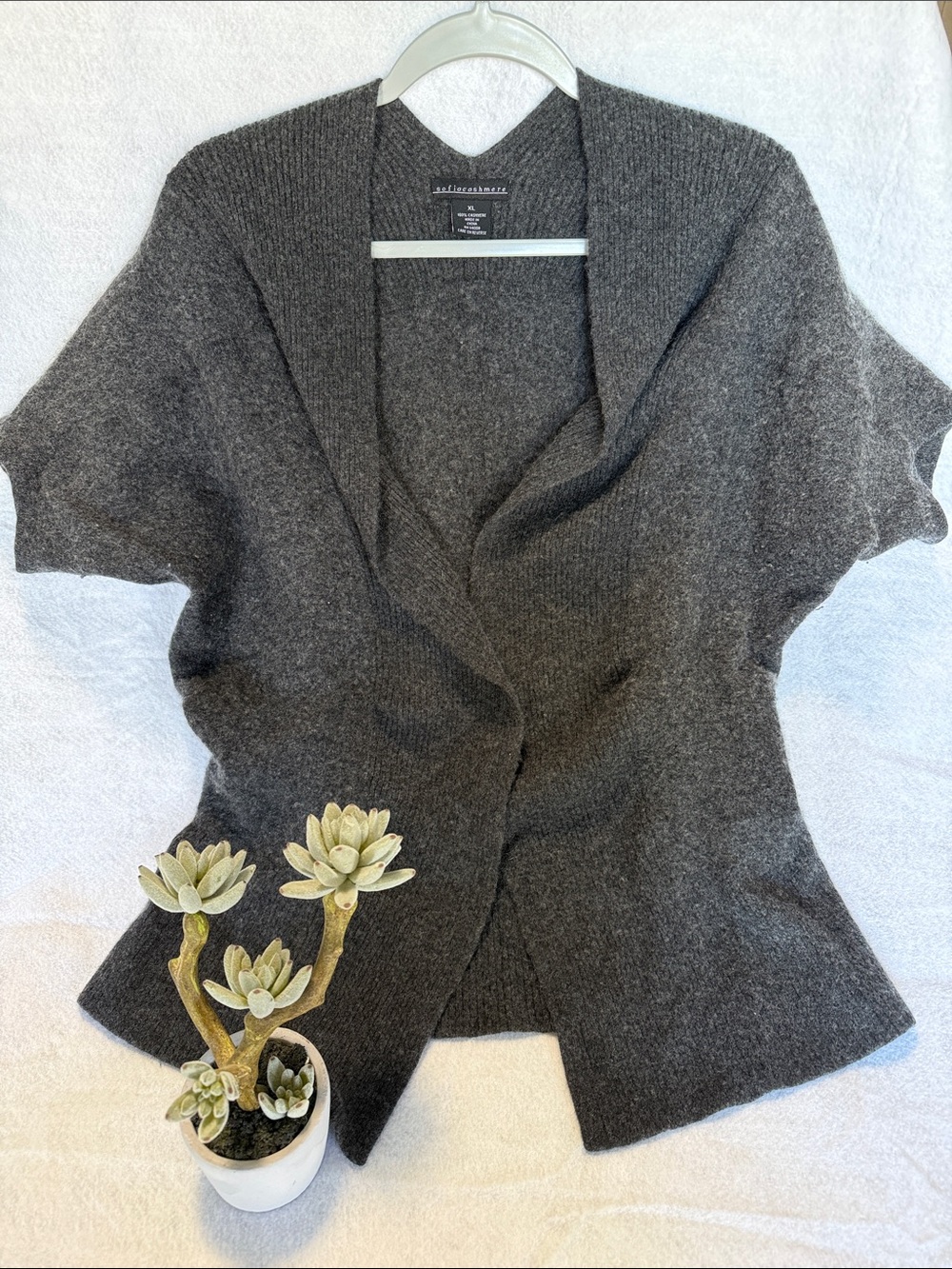 Sofia Cashmere gray open cardigan size XL